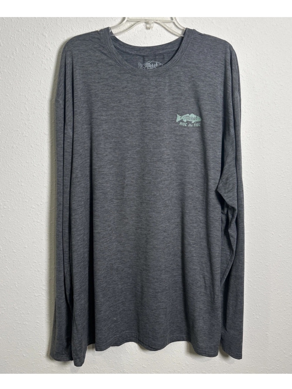 Marsh Wear Ride The Tide Long Sleeve T Shirt Men’s 2XL Gray Fish Graphic Beach